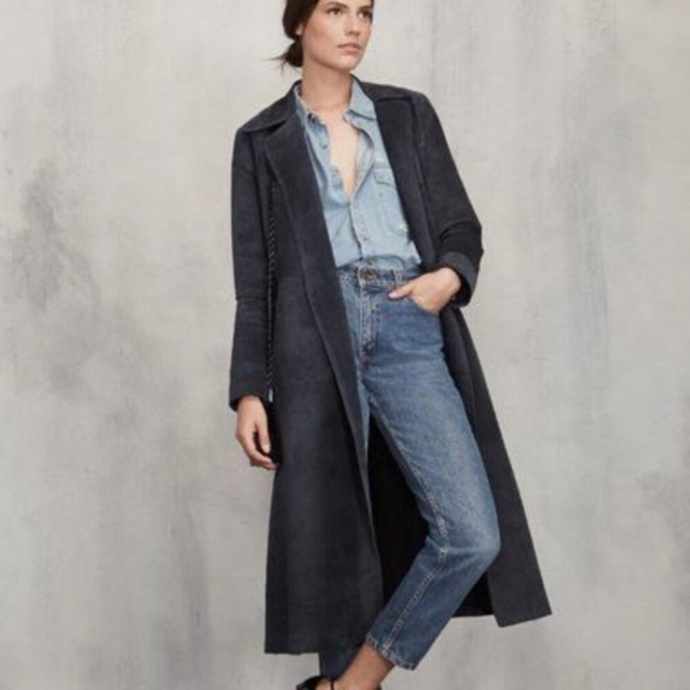 Reformation Black/Navy Suede coat